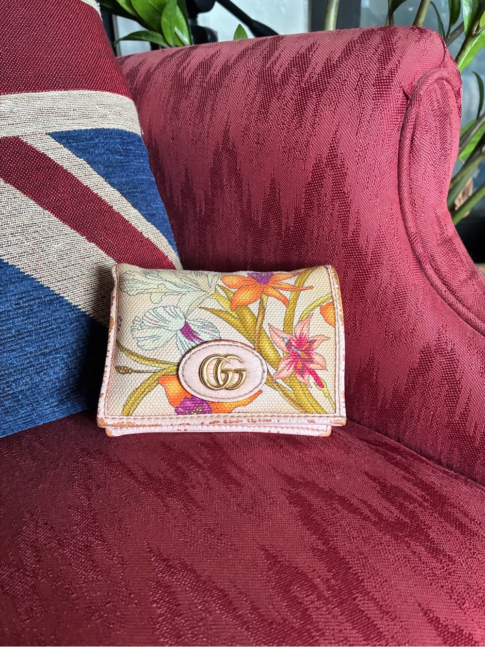 Gucci Floral GG Marmot Canvas Wallet in Pastel Pink and Multicolor
